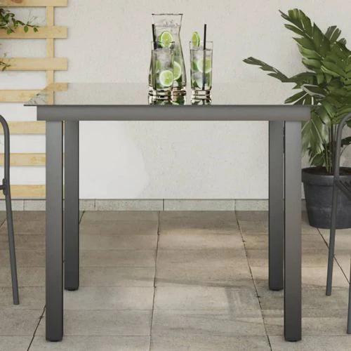 vidaXL Garden Table Black 80x80x74 cm Aluminium and Glass by vidaXL