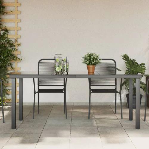 vidaXL Garden Table Black 80x80x74 cm Aluminium and Glass by vidaXL