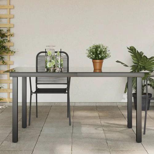 vidaXL Garden Table Black 80x80x74 cm Aluminium and Glass by vidaXL