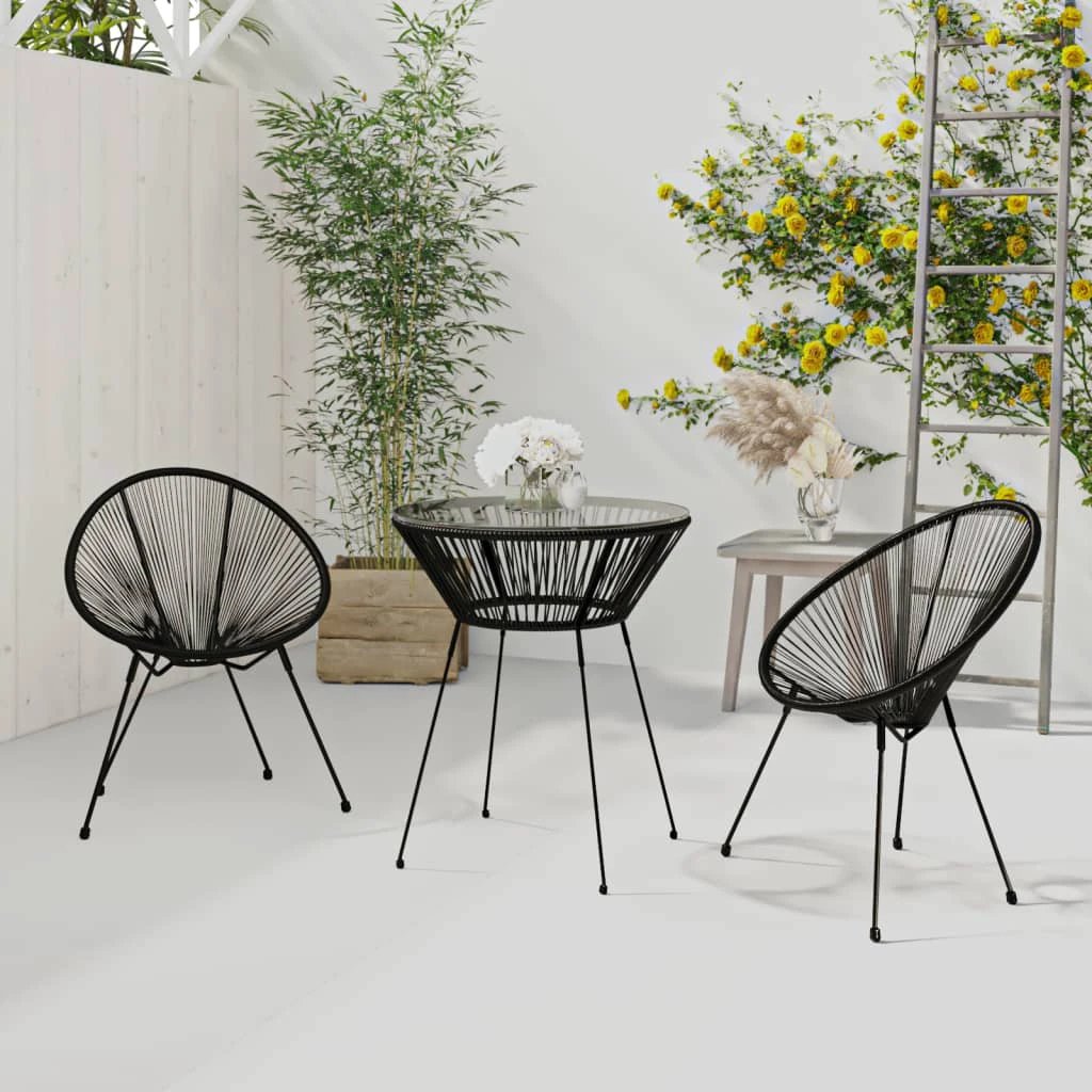 vidaXL 3 Piece Garden Dining Set Black by vidaXL