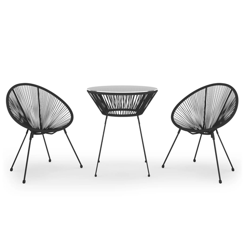 vidaXL 3 Piece Garden Dining Set Black by vidaXL