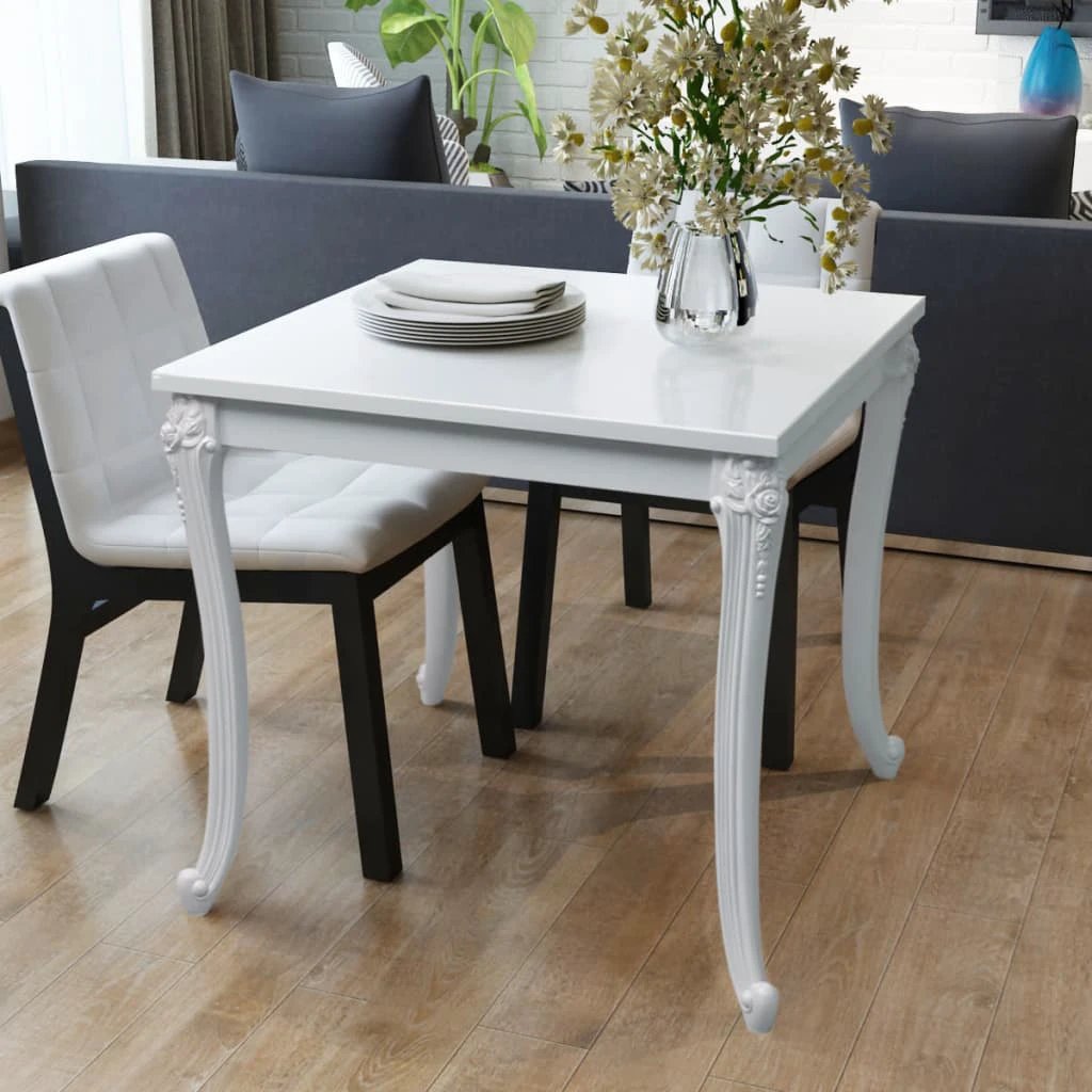 vidaXL Dining Table 80x80x76 cm High Gloss White by vidaXL