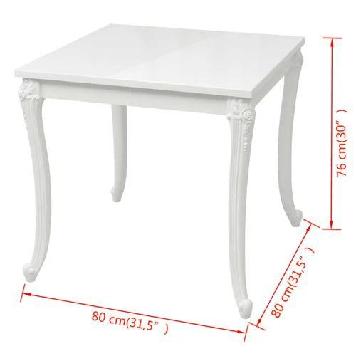 vidaXL vidaXL Dining Table 80x80x76 cm High Gloss White -
