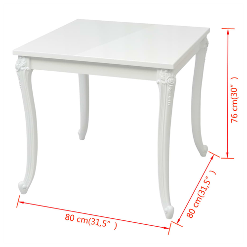 vidaXL vidaXL Dining Table 80x80x76 cm High Gloss White -