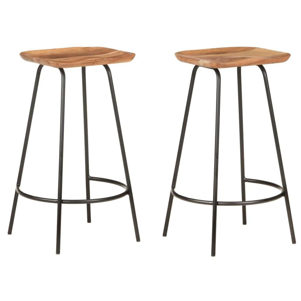Bar Stools 2 pcs vidaXL Solid Acacia Wood by vidaXL