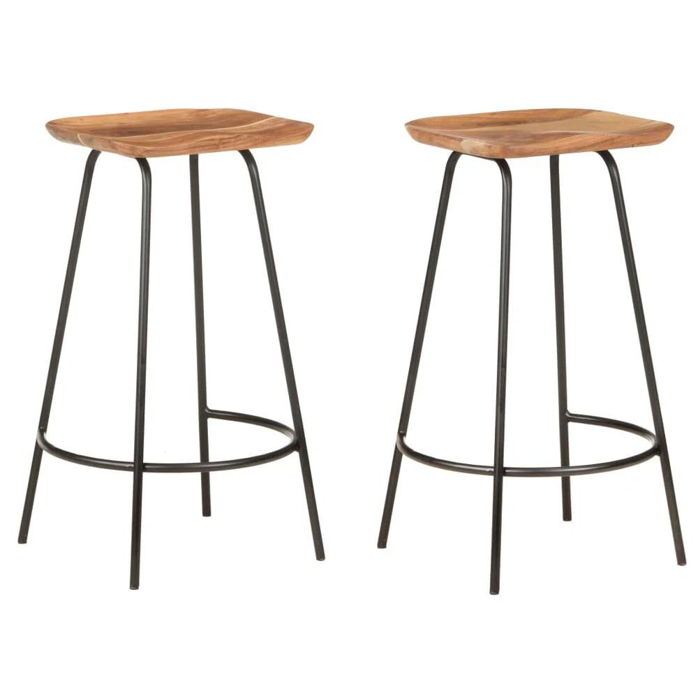 Bar Stools 2 pcs vidaXL Solid Acacia Wood by vidaXL