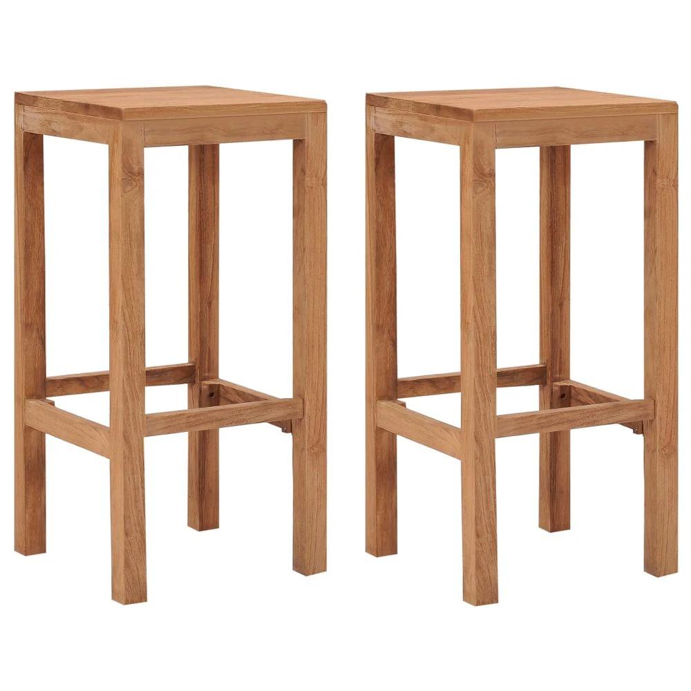Bar Stools 2 pcs vidaXL Solid Teak Wood by vidaXL