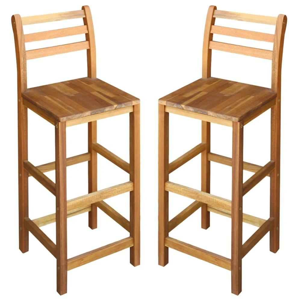 Bar Chairs 2 pcs vidaXL Solid Acacia Wood by vidaXL