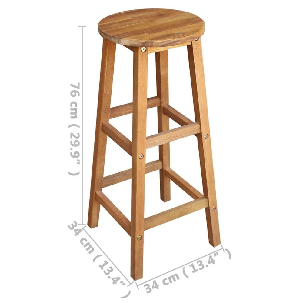 Bar Chairs 2 pcs vidaXL Solid Acacia Wood by vidaXL