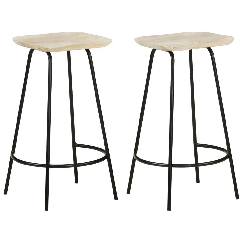 Bar Stools 2 pcs vidaXL Solid Mango Wood by vidaXL