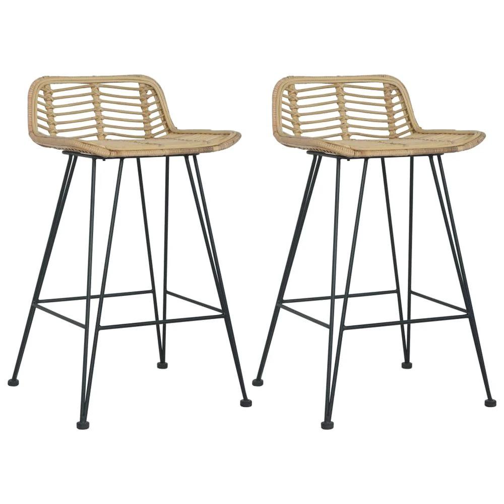 Bar Chairs 2 pcs vidaXL Natural Rattan by vidaXL