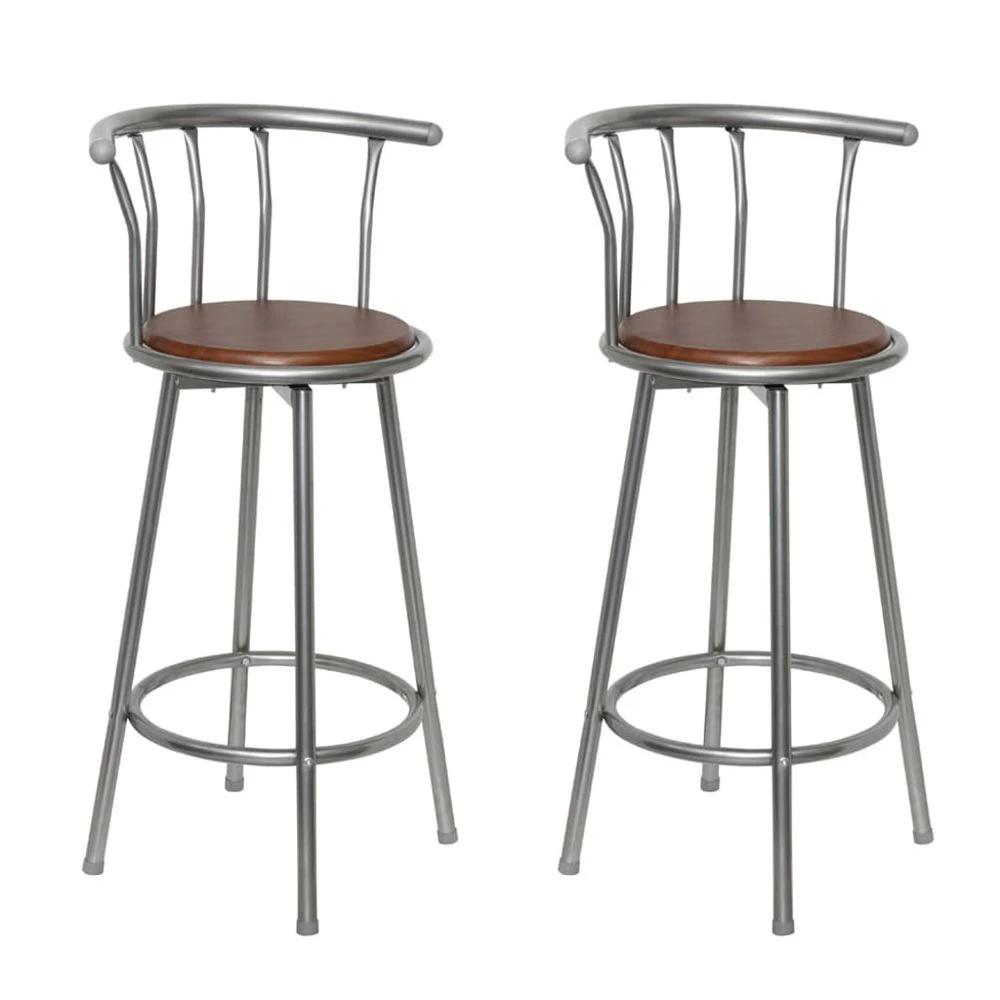 vBar Stools 2 pcs vidaXL Brown Steel by vidaXL