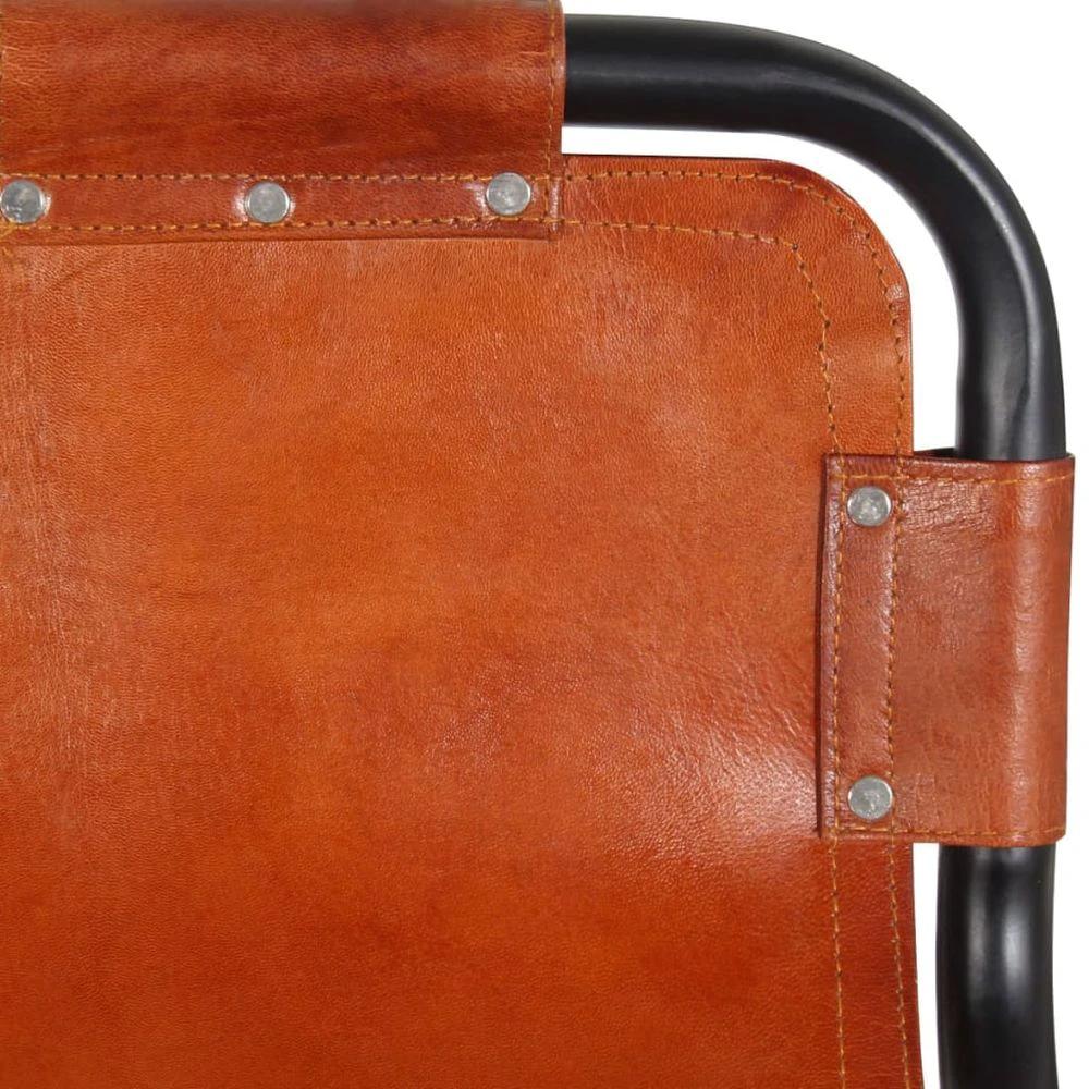 Bar Stools 2 pcs vidaXL Real Leather by vidaXL