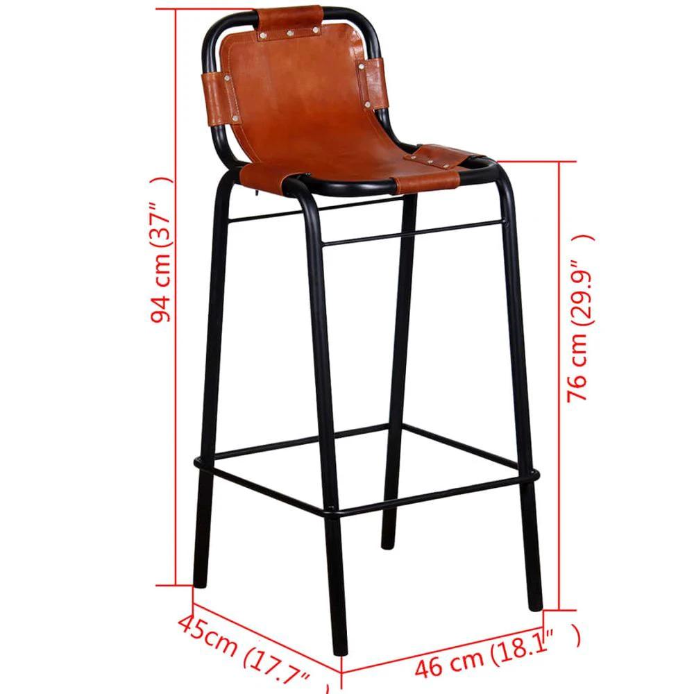 Bar Stools 2 pcs vidaXL Real Leather by vidaXL