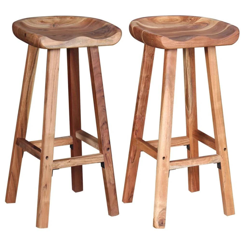 Bar Stools 2 pcs vidaXL Solid Acacia Wood by vidaXL