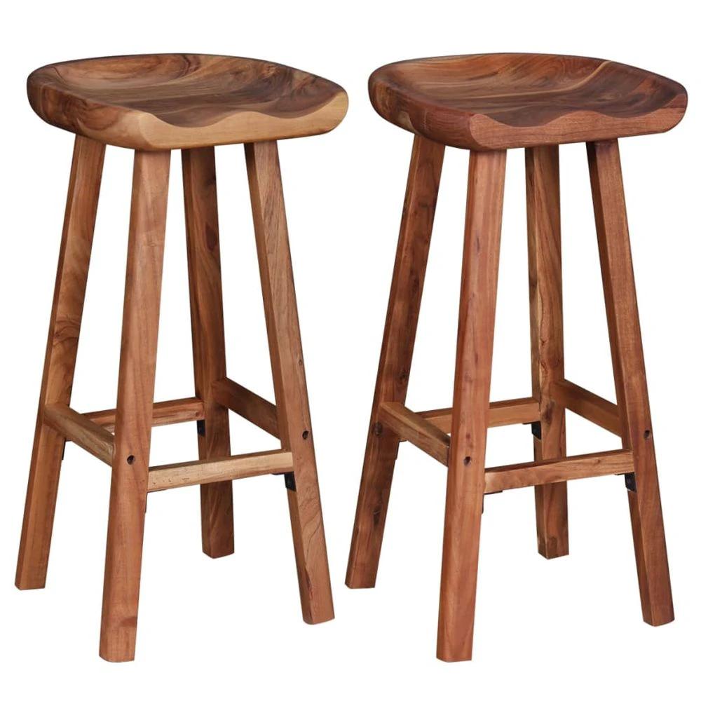 Bar Stools 2 pcs vidaXL Solid Acacia Wood by vidaXL