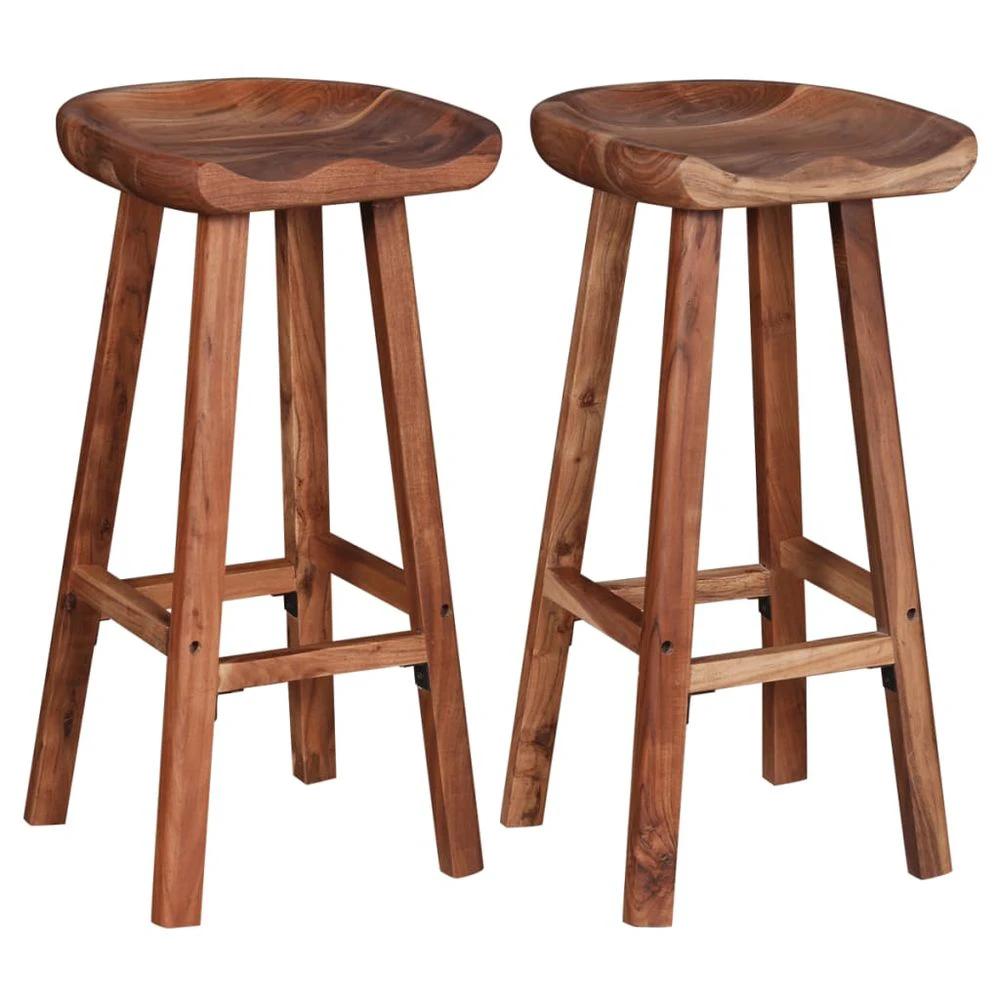 Bar Stools 2 pcs vidaXL Solid Acacia Wood by vidaXL