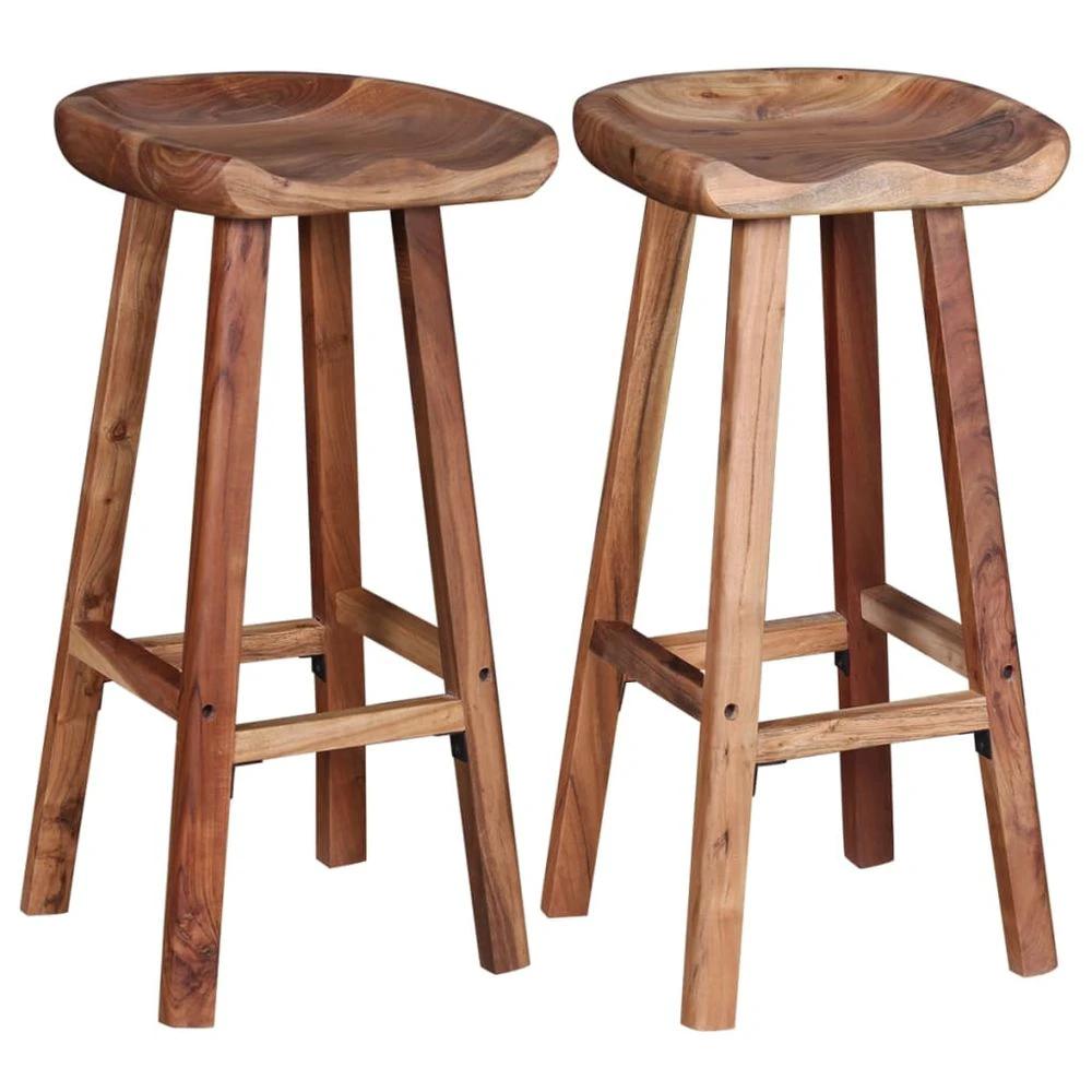 Bar Stools 2 pcs vidaXL Solid Acacia Wood by vidaXL