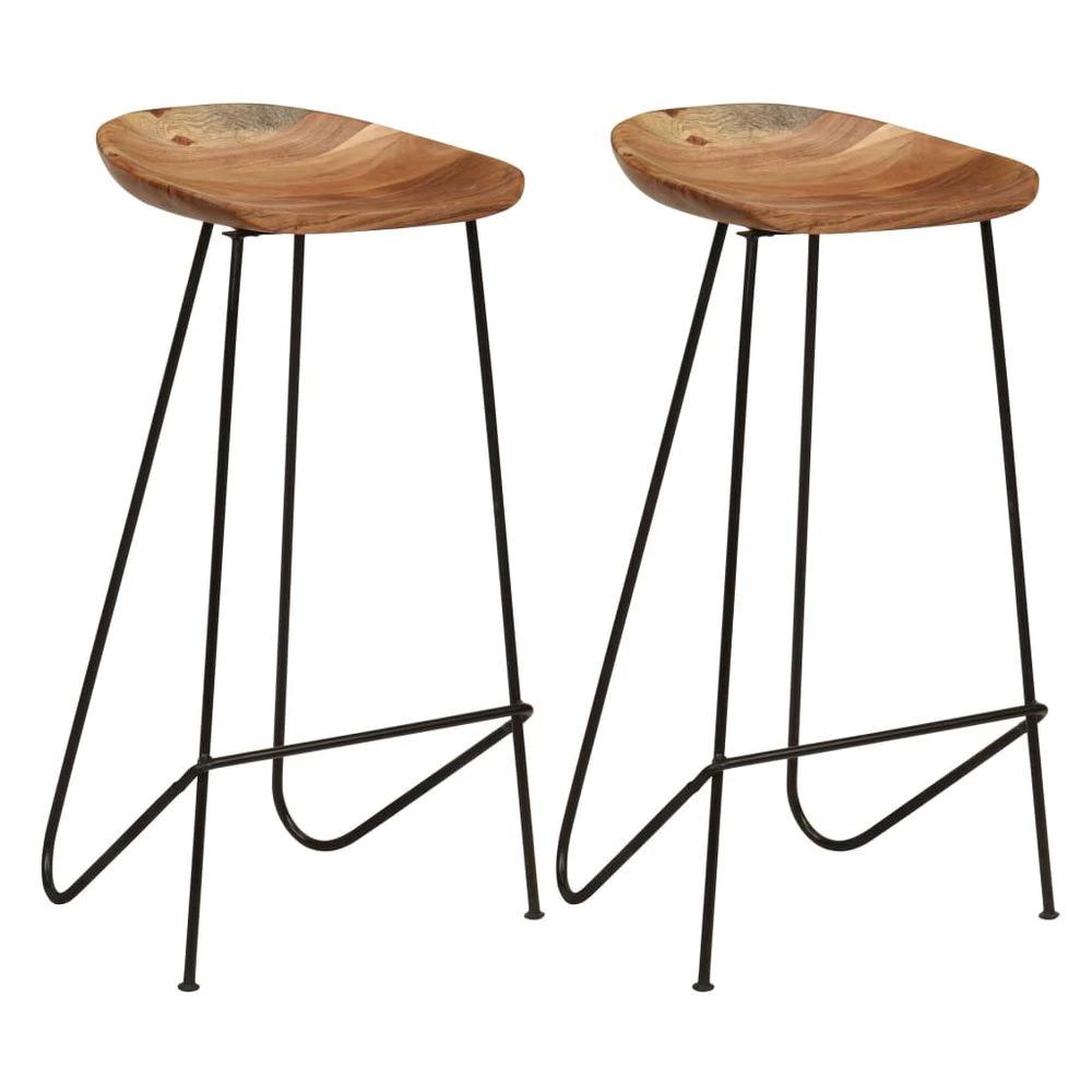 Bar Stools 2 pcs vidaXL Solid Acacia Wood by vidaXL