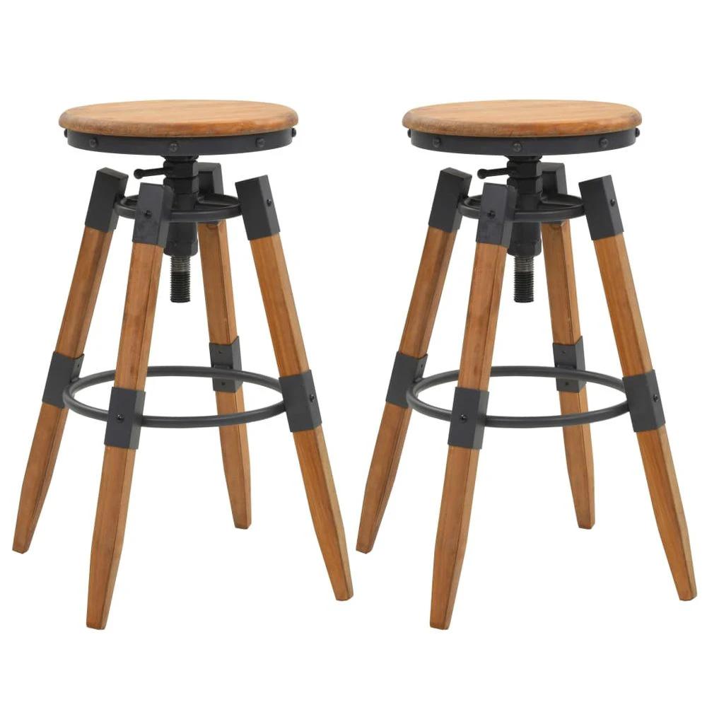 Bar Stools 2 pcs vidaXL Solid Fir Wood by vidaXL