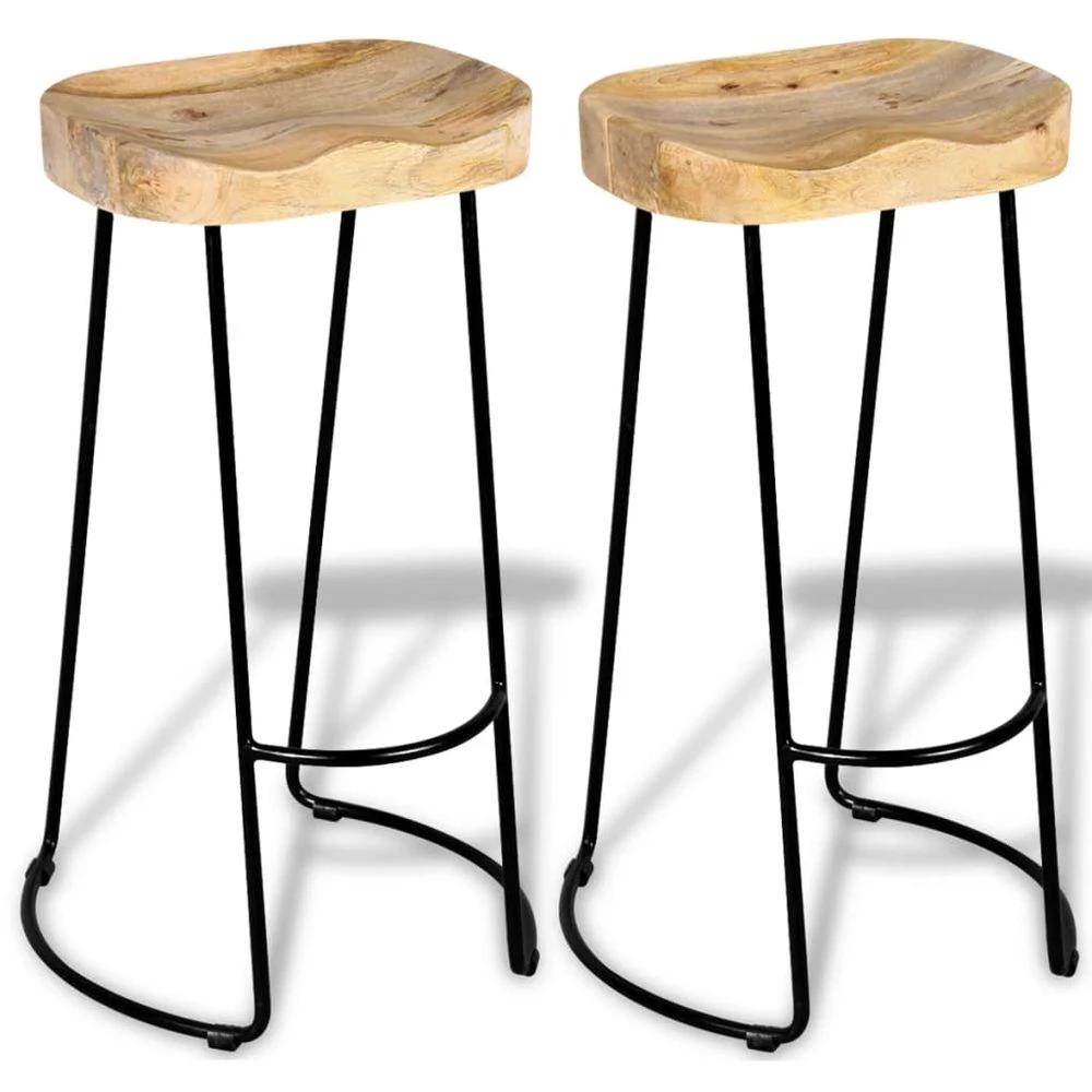 Bar Stools 2 pcs vidaXL Solid Mango Wood by vidaXL