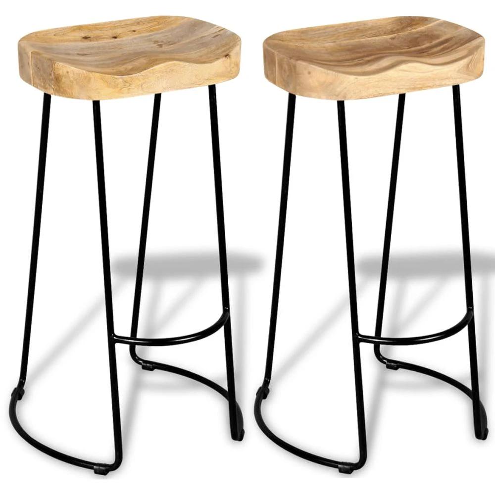 Bar Stools 2 pcs vidaXL Solid Mango Wood by vidaXL
