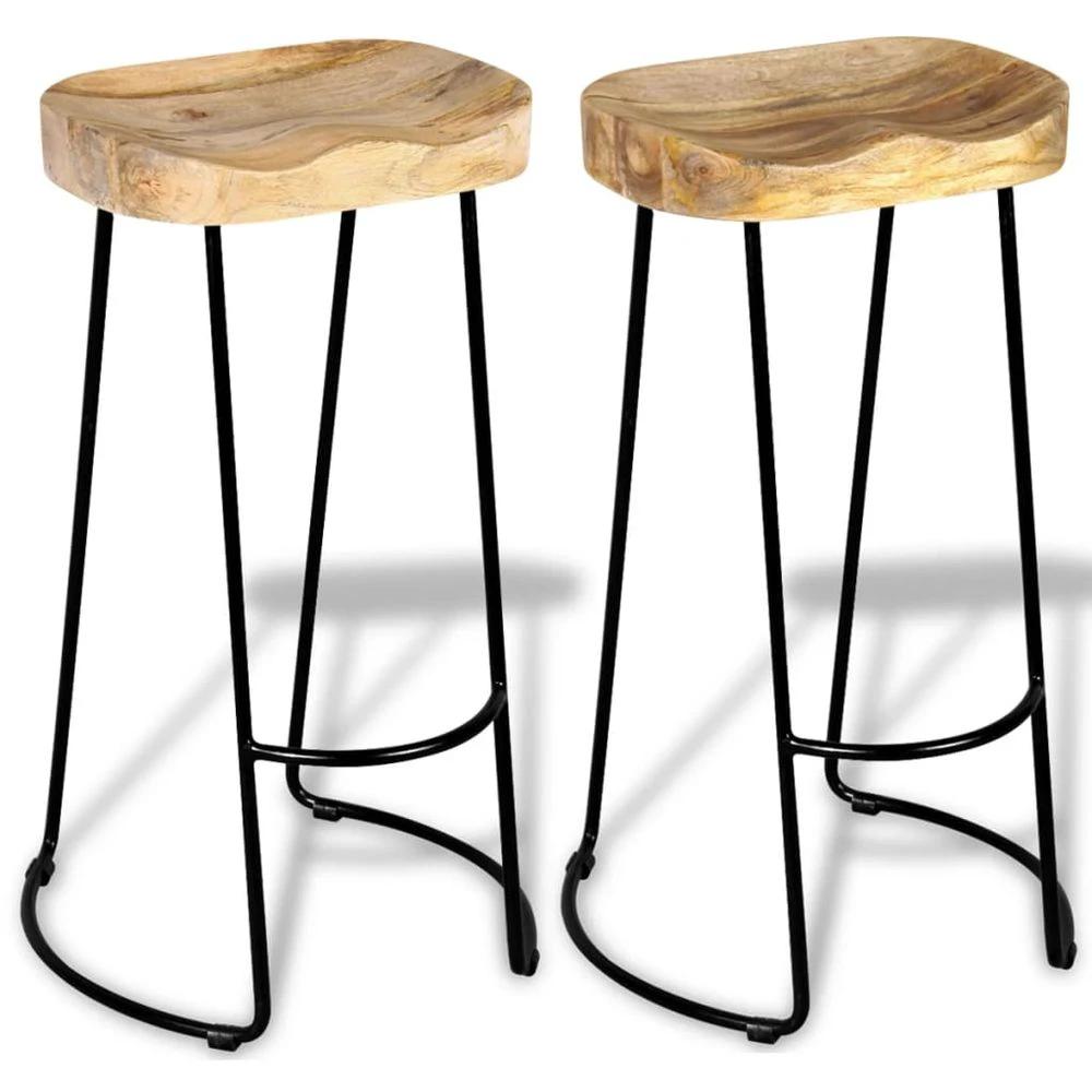 Bar Stools 2 pcs vidaXL Solid Mango Wood by vidaXL