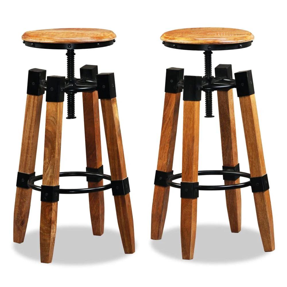Bar Stools 2 pcs vidaXL Solid Mango Wood by vidaXL
