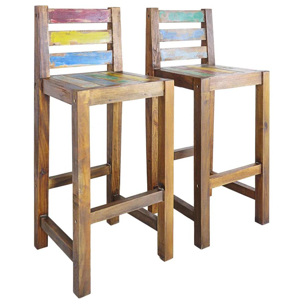 Bar Stools 2 pcs vidaXL Solid Reclaimed Wood by vidaXL