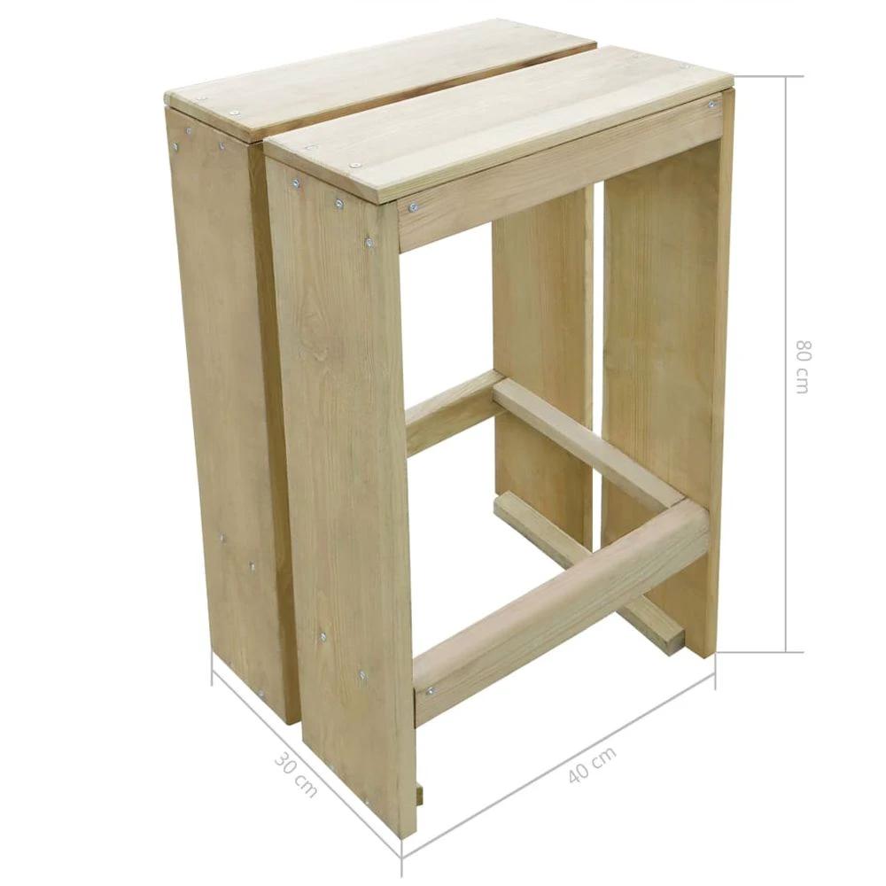 Outdoor Bar Stools 2 pcs Impregnated vidaXL Pinewood by vidaXL