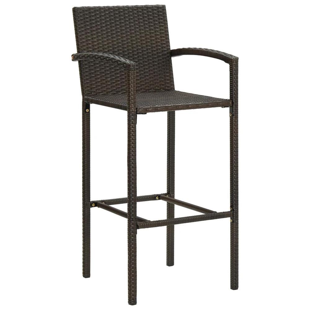 Bar Stools 2 pcs vidaXL Brown Poly Rattan by vidaXL