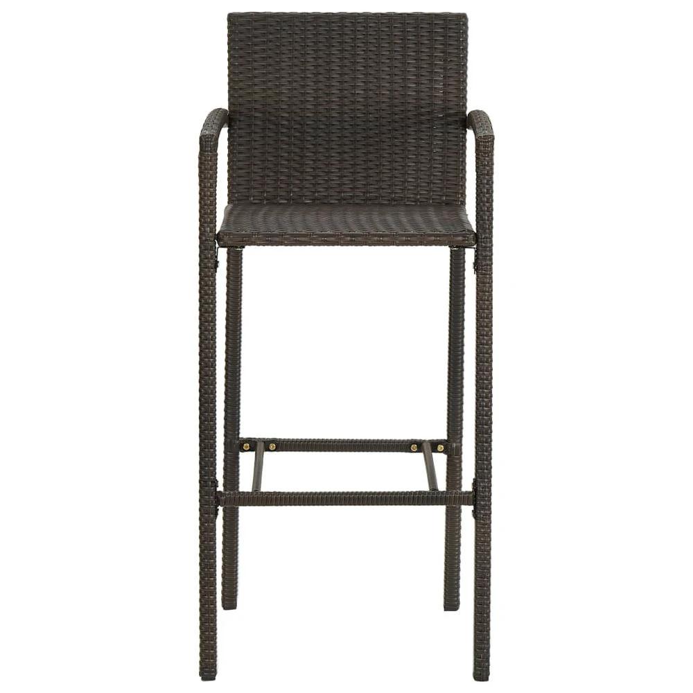 Bar Stools 2 pcs vidaXL Brown Poly Rattan by vidaXL