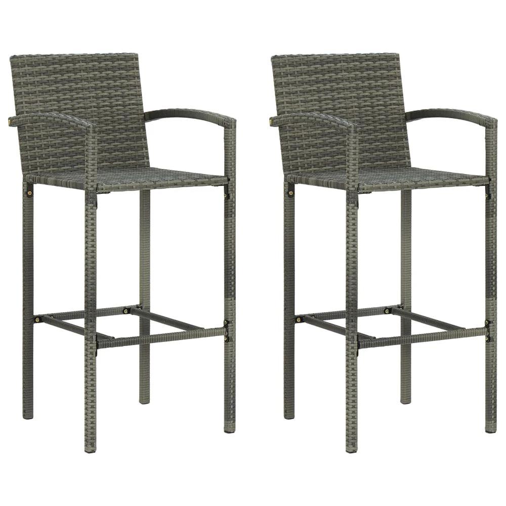 Bar Stools 2 pcs vidaXL Brown Poly Rattan by vidaXL