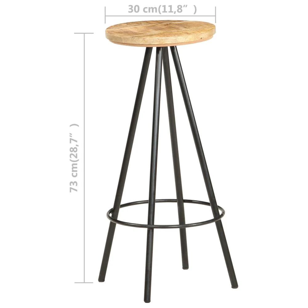 Bar Stools 2 pcs vidaXL Rough Mango Wood by vidaXL