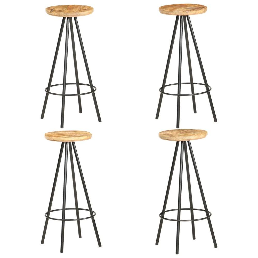 Bar Stools 2 pcs vidaXL Rough Mango Wood by vidaXL