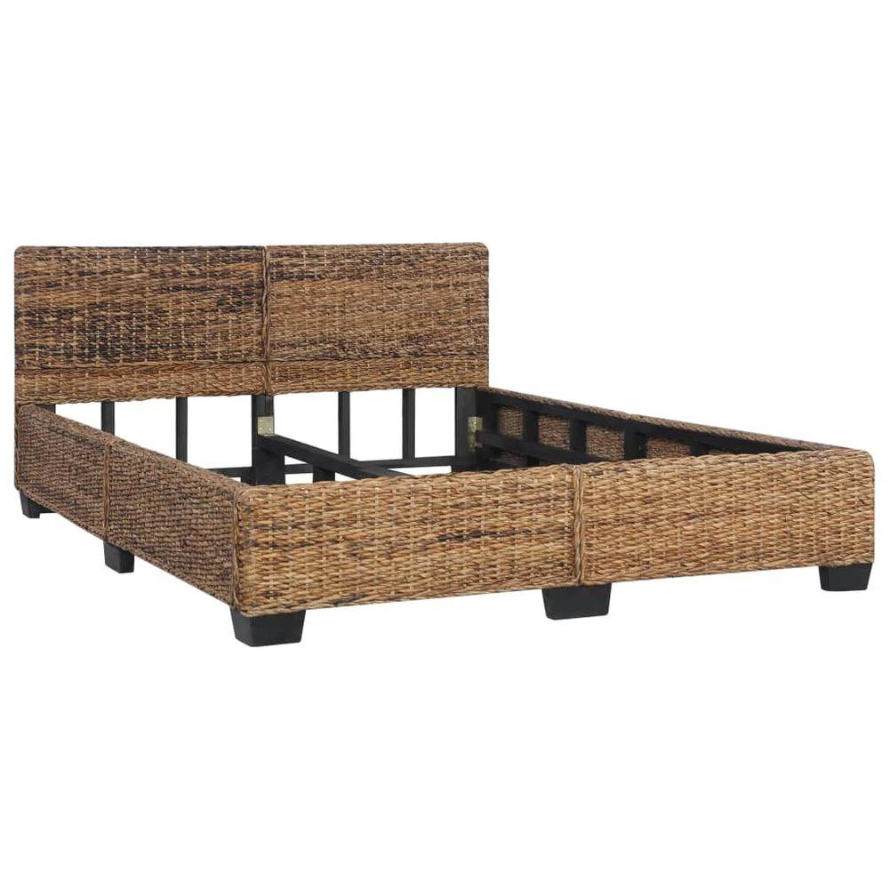 vidaXL Bed Frame Grey Natural Rattan 140x200 cm vidaXL - Uncategorized Bed Frames