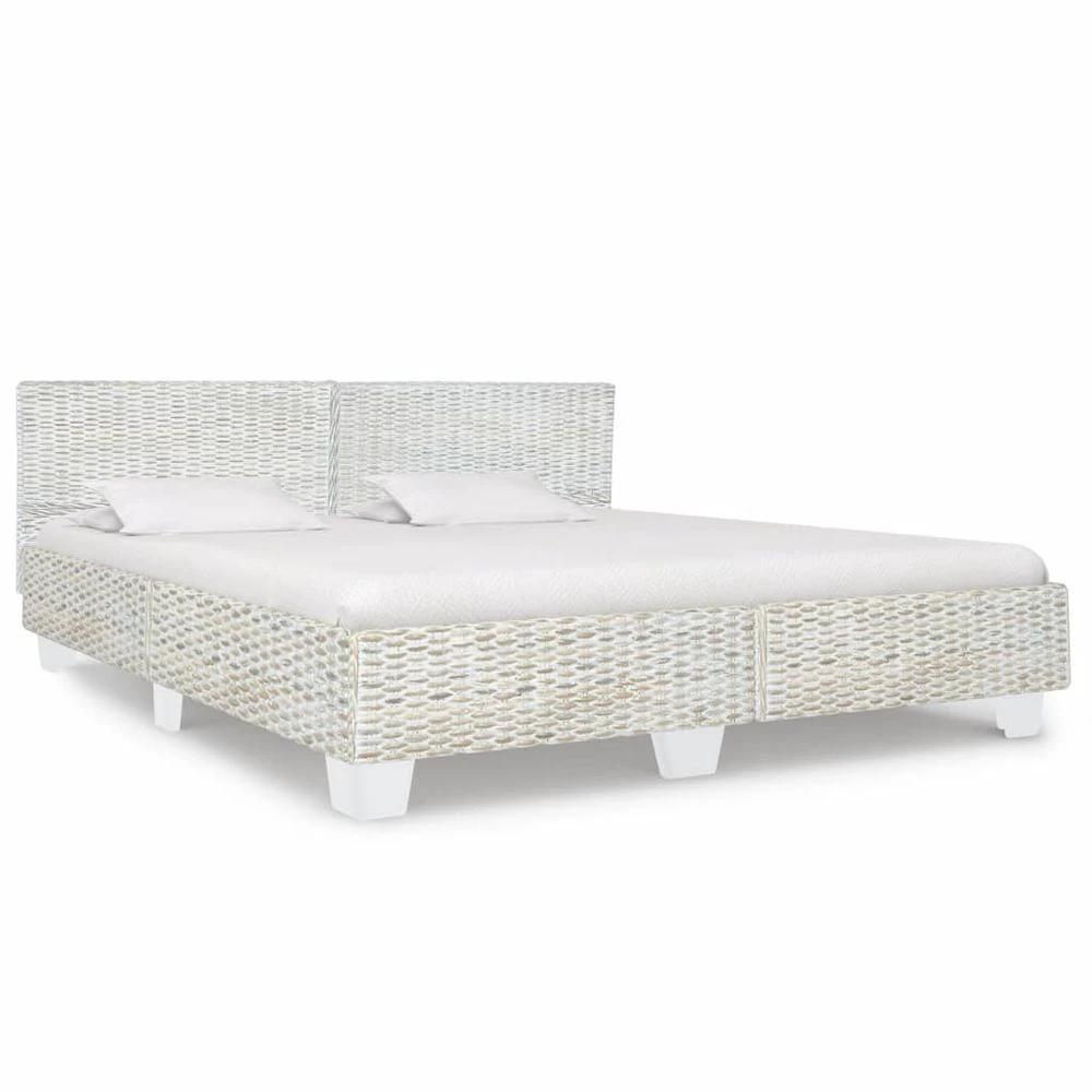 vidaXL Bed Frame Grey Natural Rattan 140x200 cm vidaXL - Uncategorized Bed Frames