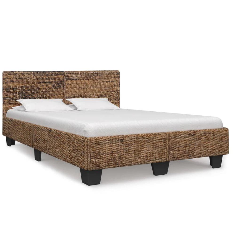 Bed Frame Grey Natural Rattan 140x200 cm vidaXL by vidaXL