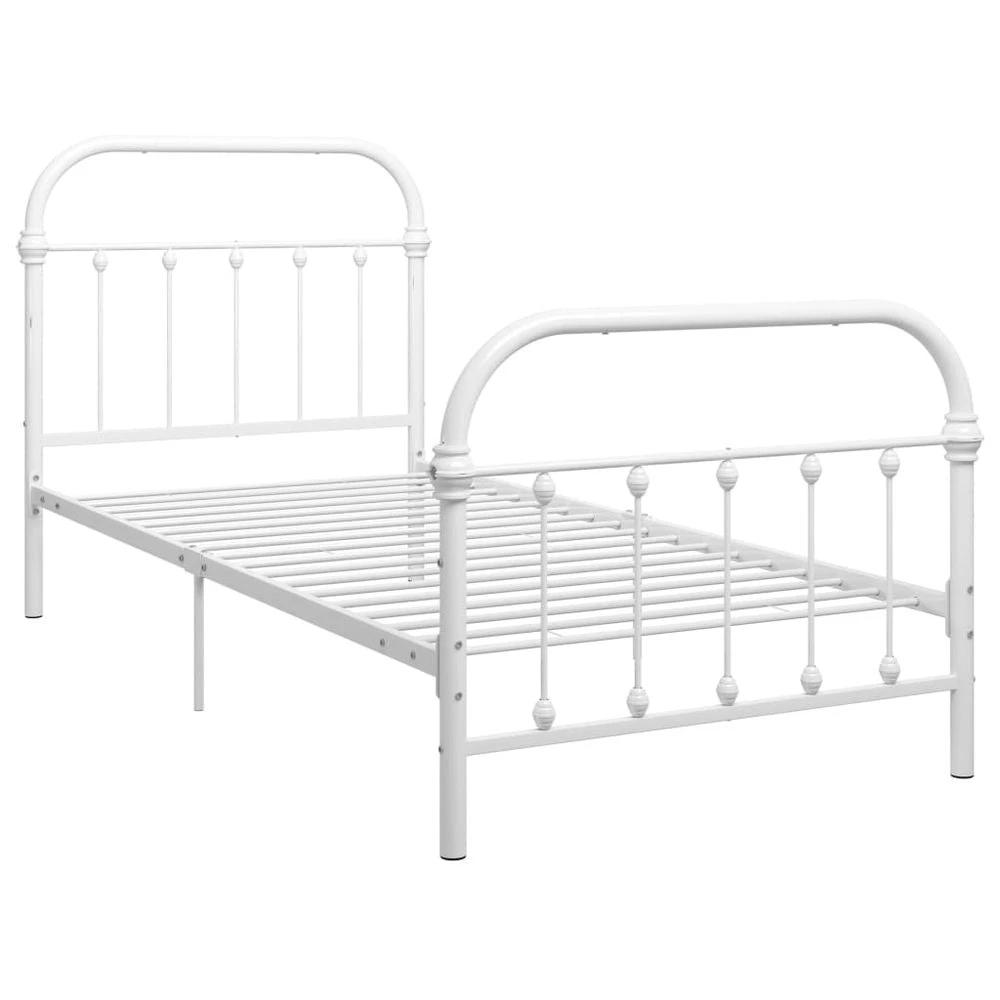 vidaXL Bed Frame White Metal 90x200 cm vidaXL - Uncategorized Bed Frames