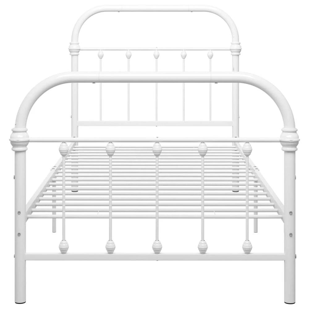 vidaXL Bed Frame White Metal 90x200 cm vidaXL - Uncategorized Bed Frames
