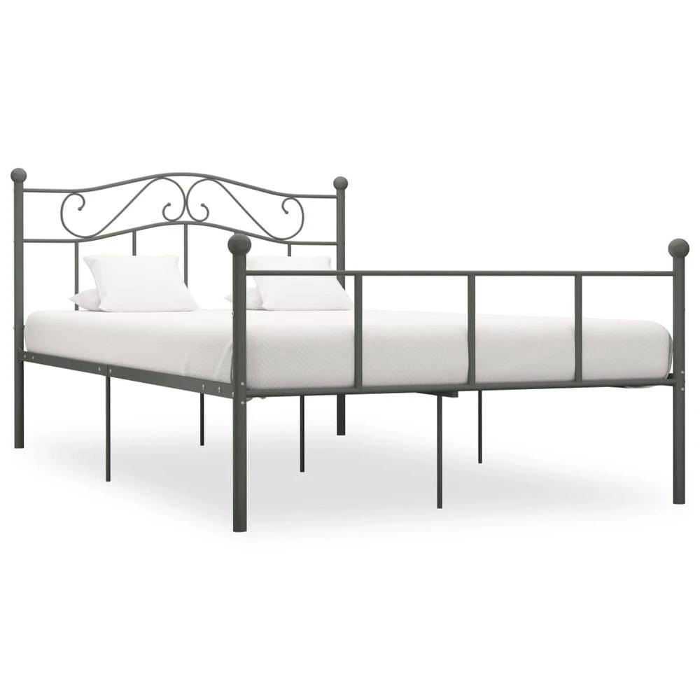 vidaXL Bed Frame Grey Metal 140x200 cm vidaXL - Uncategorized Bed Frames