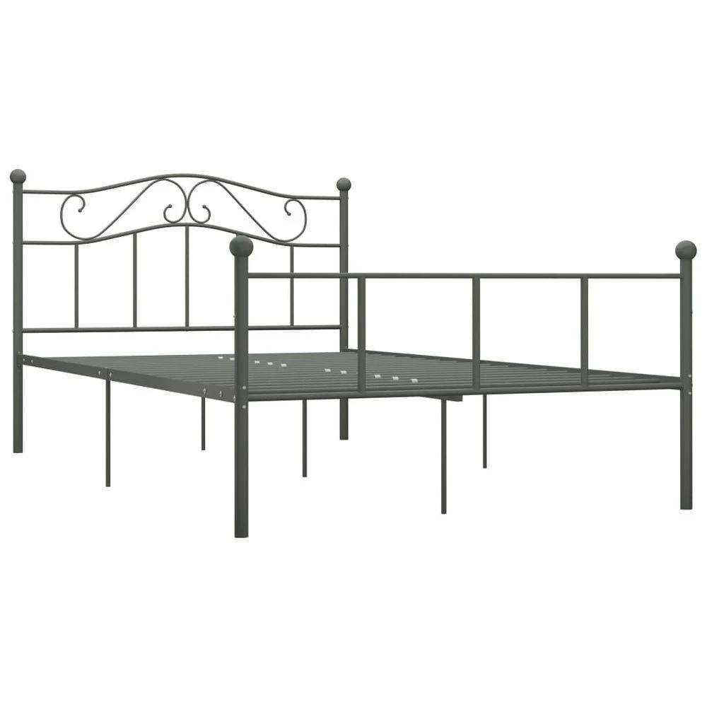 vidaXL Bed Frame Grey Metal 140x200 cm vidaXL - Uncategorized Bed Frames