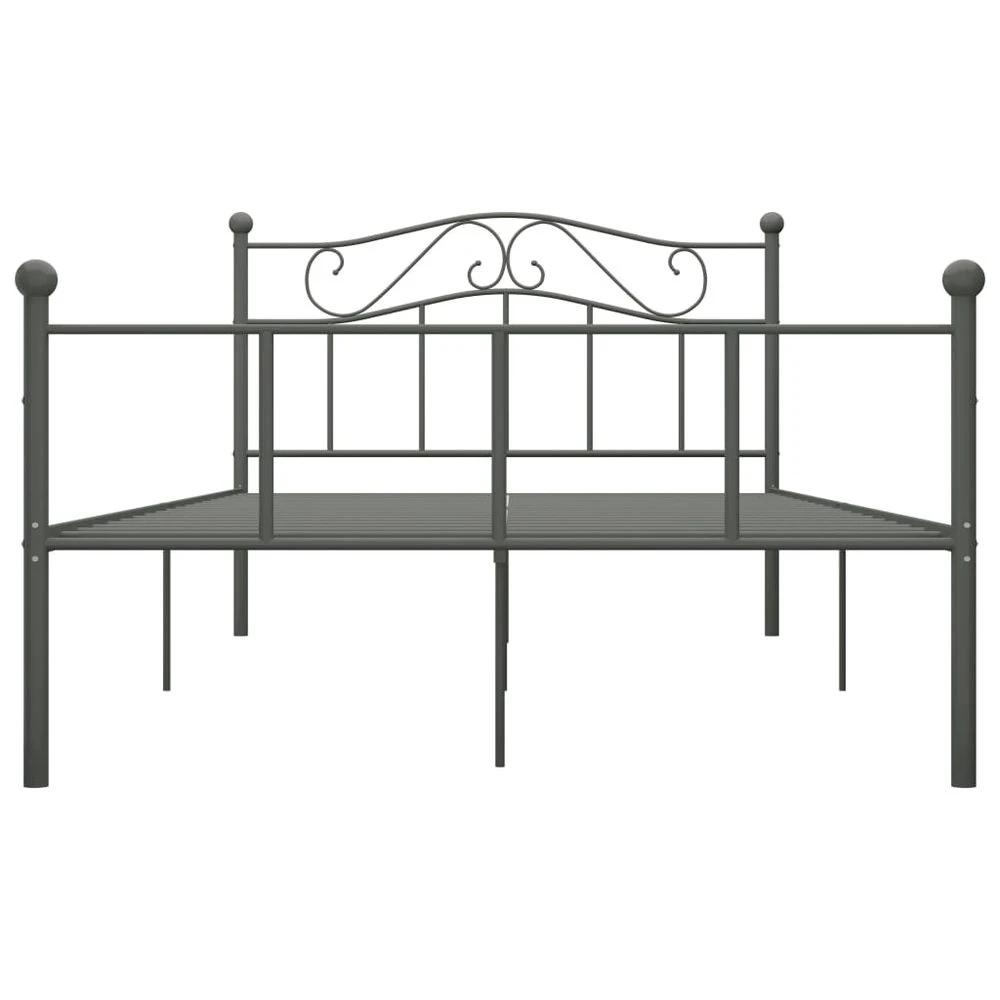 vidaXL Bed Frame Grey Metal 140x200 cm vidaXL - Uncategorized Bed Frames