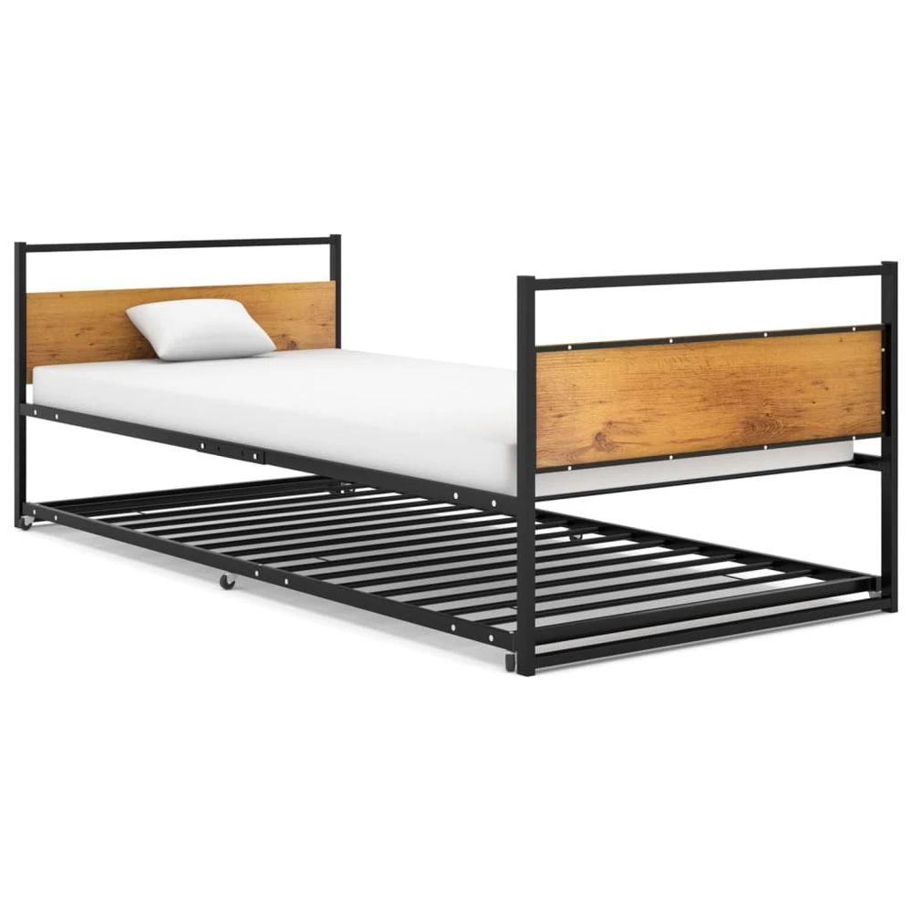 Pull-out Bed Frame vidaXL Black Metal 90x200 cm by vidaXL