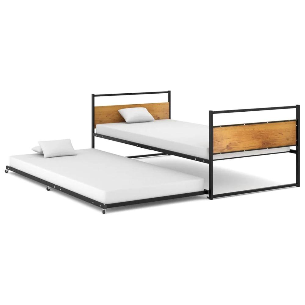 Pull-out Bed Frame vidaXL Black Metal 90x200 cm by vidaXL
