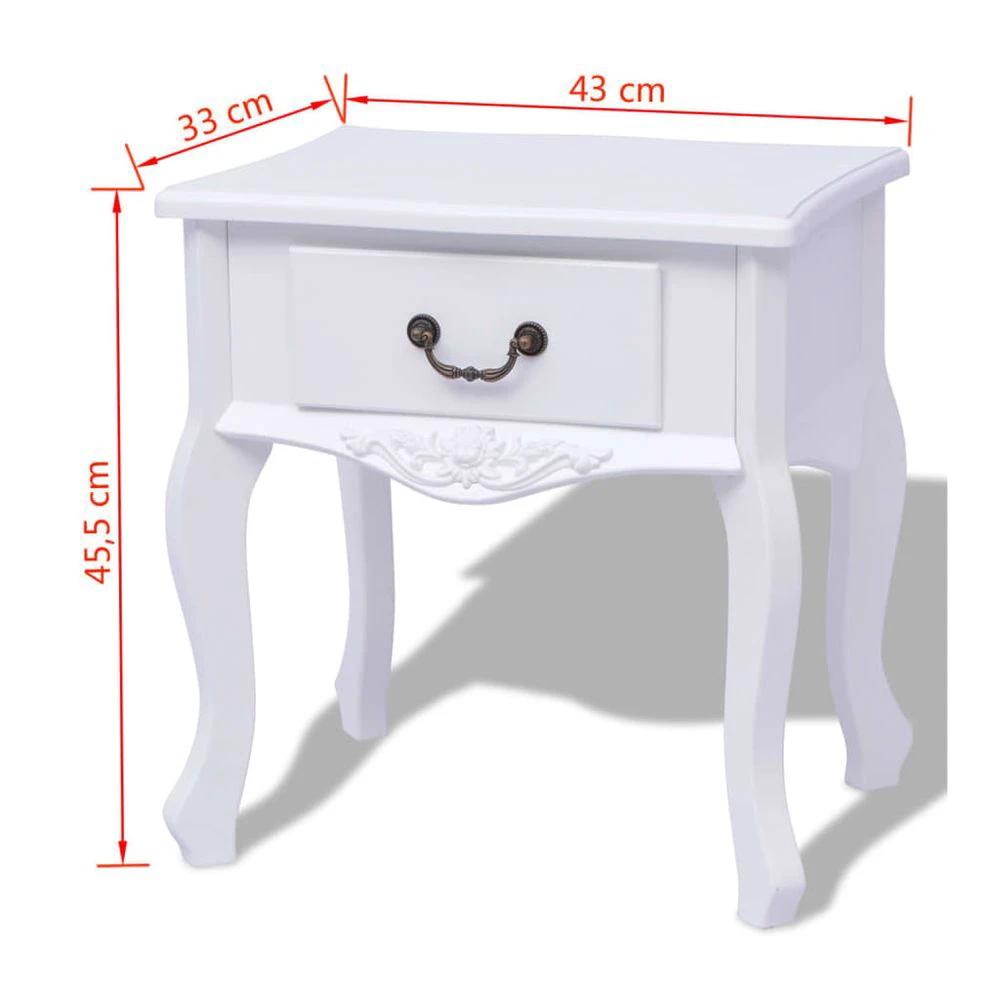 Bedside Cabinet vidaXL MDF White by vidaXL