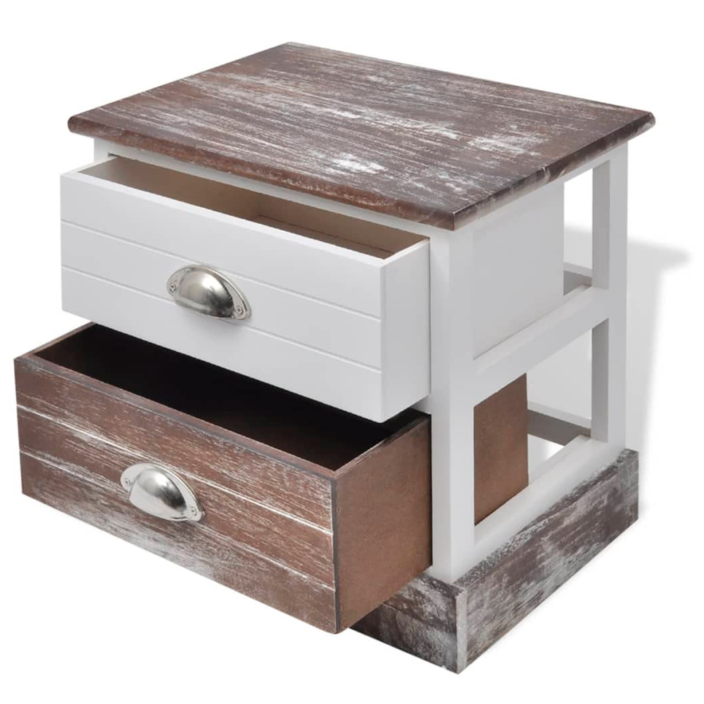 vidaXL Bedside vidaXL Cabinet Brown and White - Nightstands Bedside Table