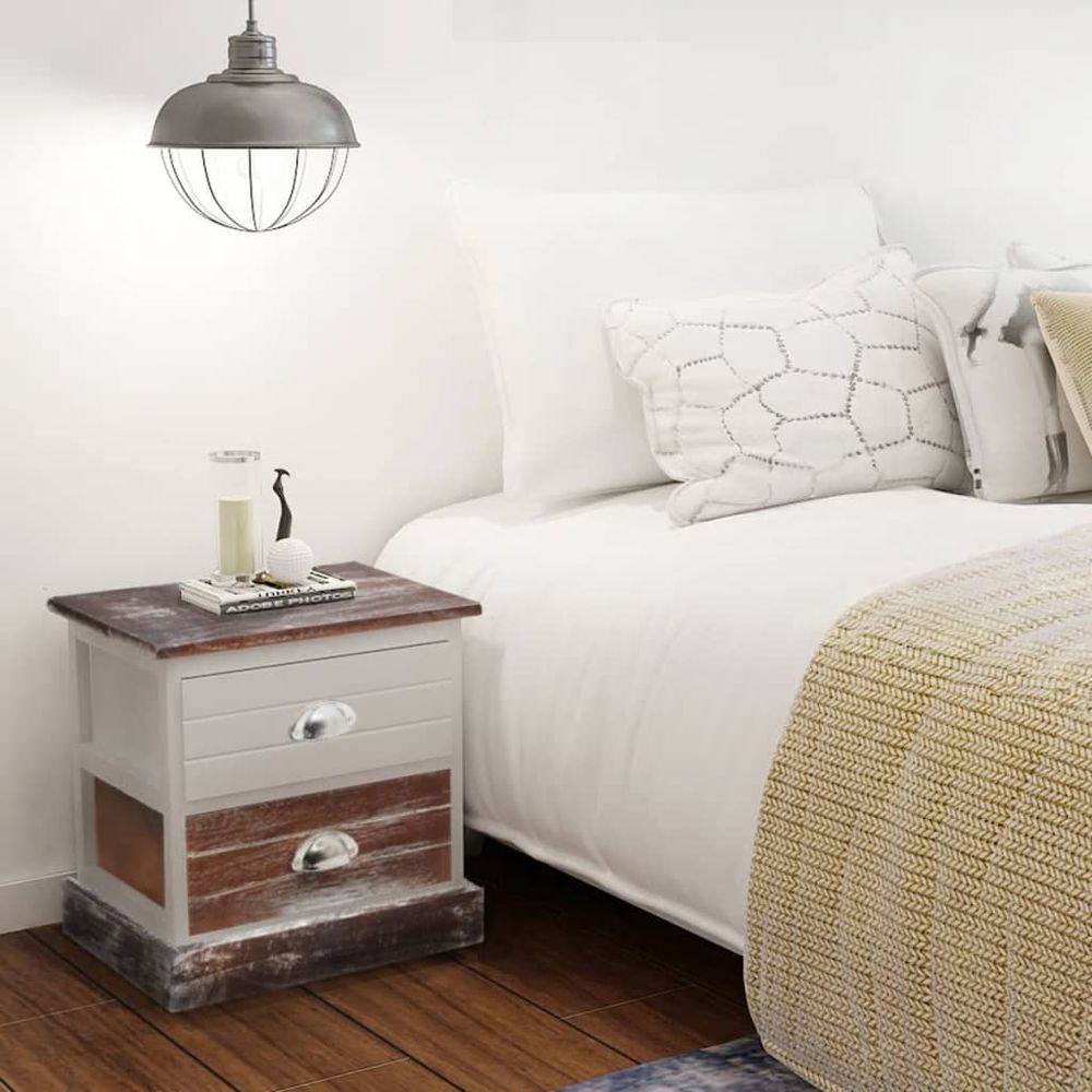 vidaXL Bedside vidaXL Cabinet Brown and White - Nightstands Bedside Table