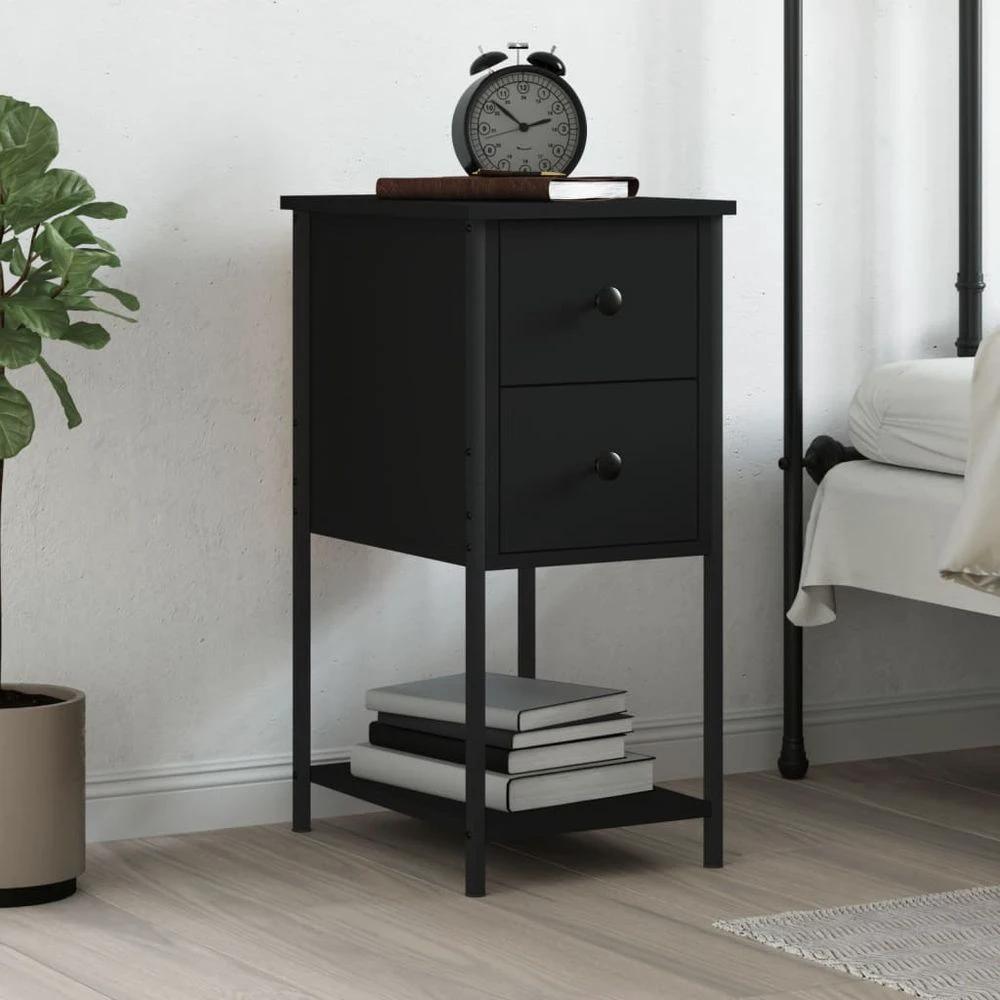 vidaXL Bedside Cabinet Black 32x42x70 cm vidaXL Engineered Wood - Nightstands Bedside Table