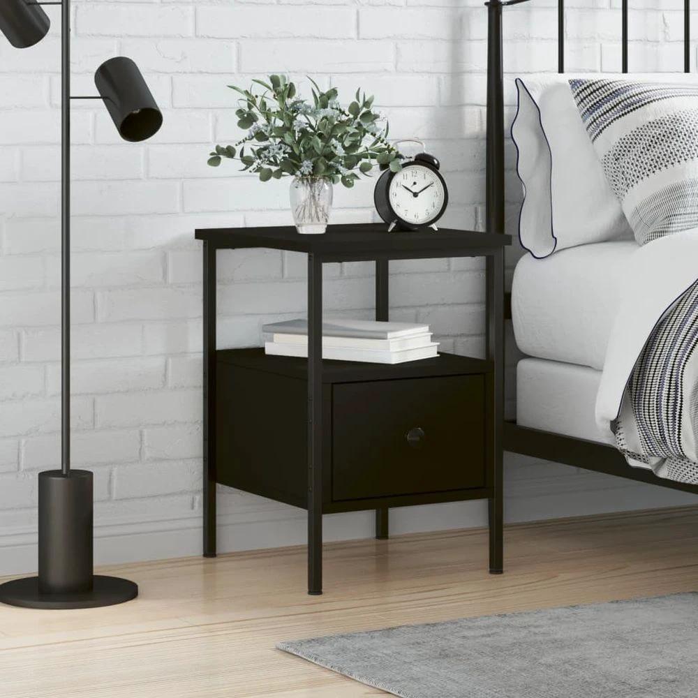 vidaXL Bedside Cabinet Black 34x36x50 cm vidaXL Engineered Wood - Nightstands Bedside Table